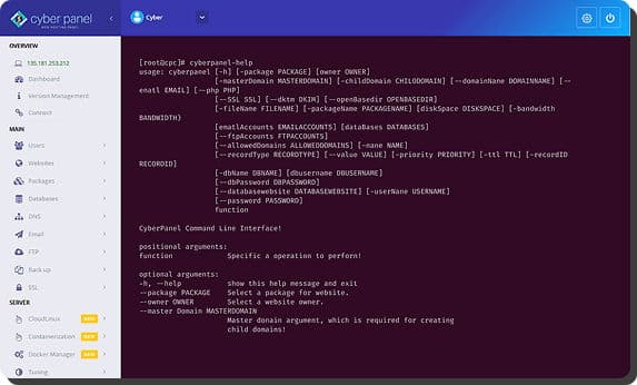 cyberpanel-kommandorad-interface